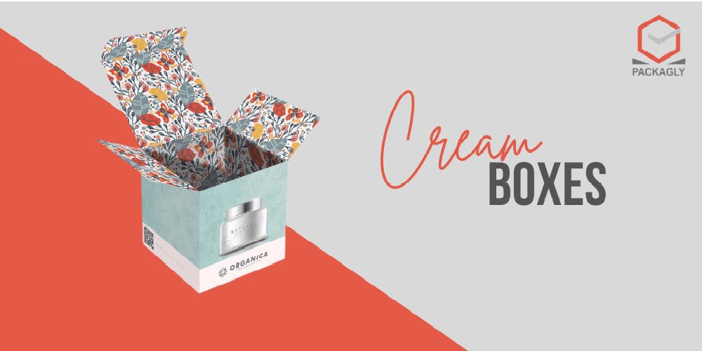 cream boxes with logos
